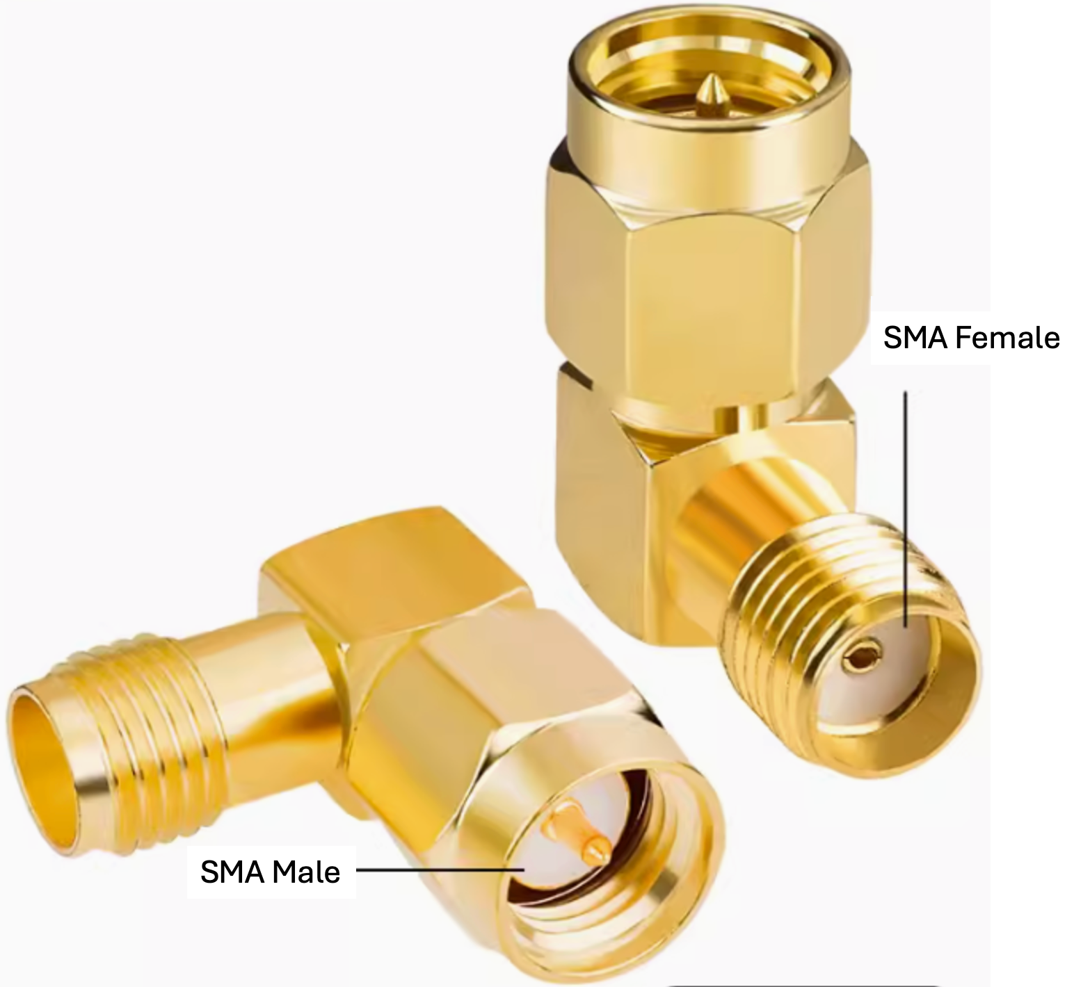 محول هوائي بزاوية قائمة 90 درجة، ذكر SMA